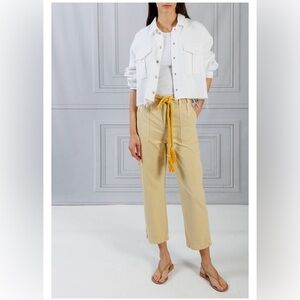 NWT THE GREAT. The Voyager Rope‎ Belt Crop Cotton Pants in Washed Safari Size 26